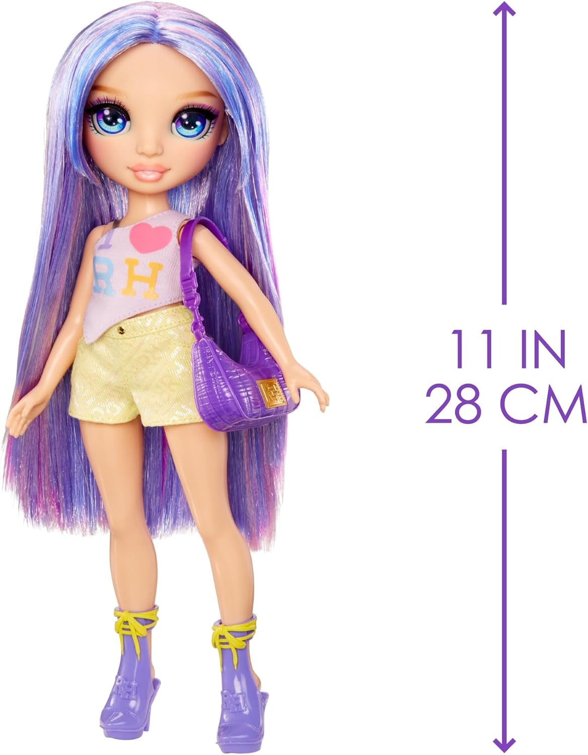 Panenka Rainbow High My Fashion Style - fialová - 28 cm Fialová módní panenka s atraktivním oblečením a stylovou taškou, na hraní, pózování, sběratelství, pro děti ve věku 4-12 let