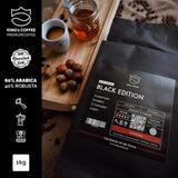 KING'S COFFEE - BLACK EDITION - 1 kg Intense smetanová zrnková káva - Káva s nízkou kyselostí - Malá dávka pražená z Itálie - Silná zrna Arabica Espresso (směs) pro plně automatické a portafiltrační stroje