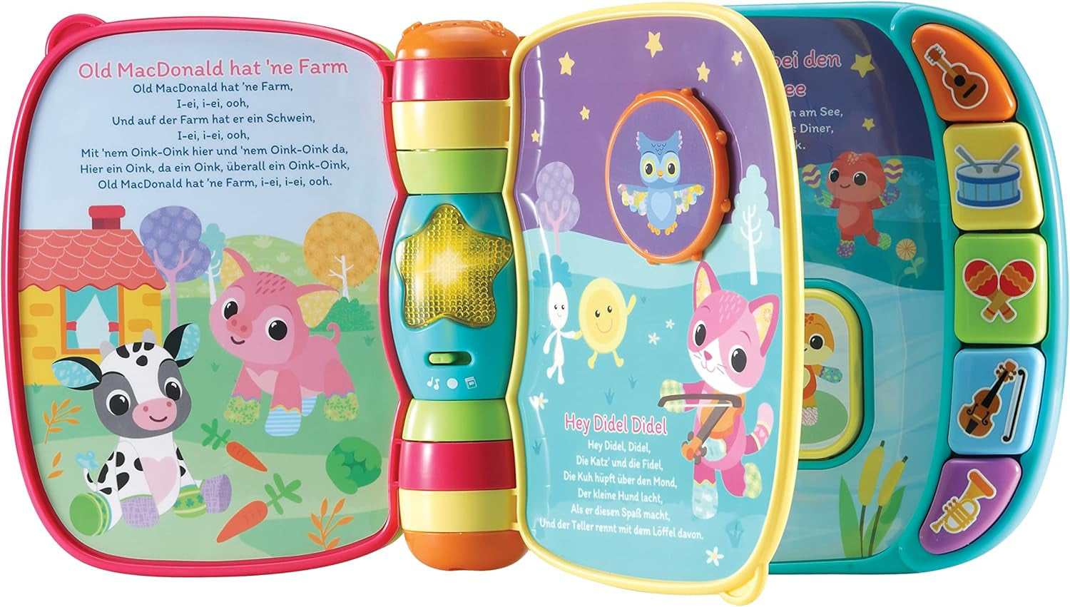 VTech Baby Adventure Play Table - Barevný hrací stůl pro miminka se 6 hracími poli a interaktivními prvky a Baby My First Song Book 6stránková barevná kniha a pohyblivé prvky pro hraní Bebe Toys Naty Shop