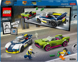 LEGO City Car Chase s policejním autem a svalovcem, vláček se 2 závodními auty, policejní dárek pro děti, chlapce a dívky od 6 let, sada s policistou a minifigurkami Ganovin 60415 Stavebnice Besuche den LEGO-Store