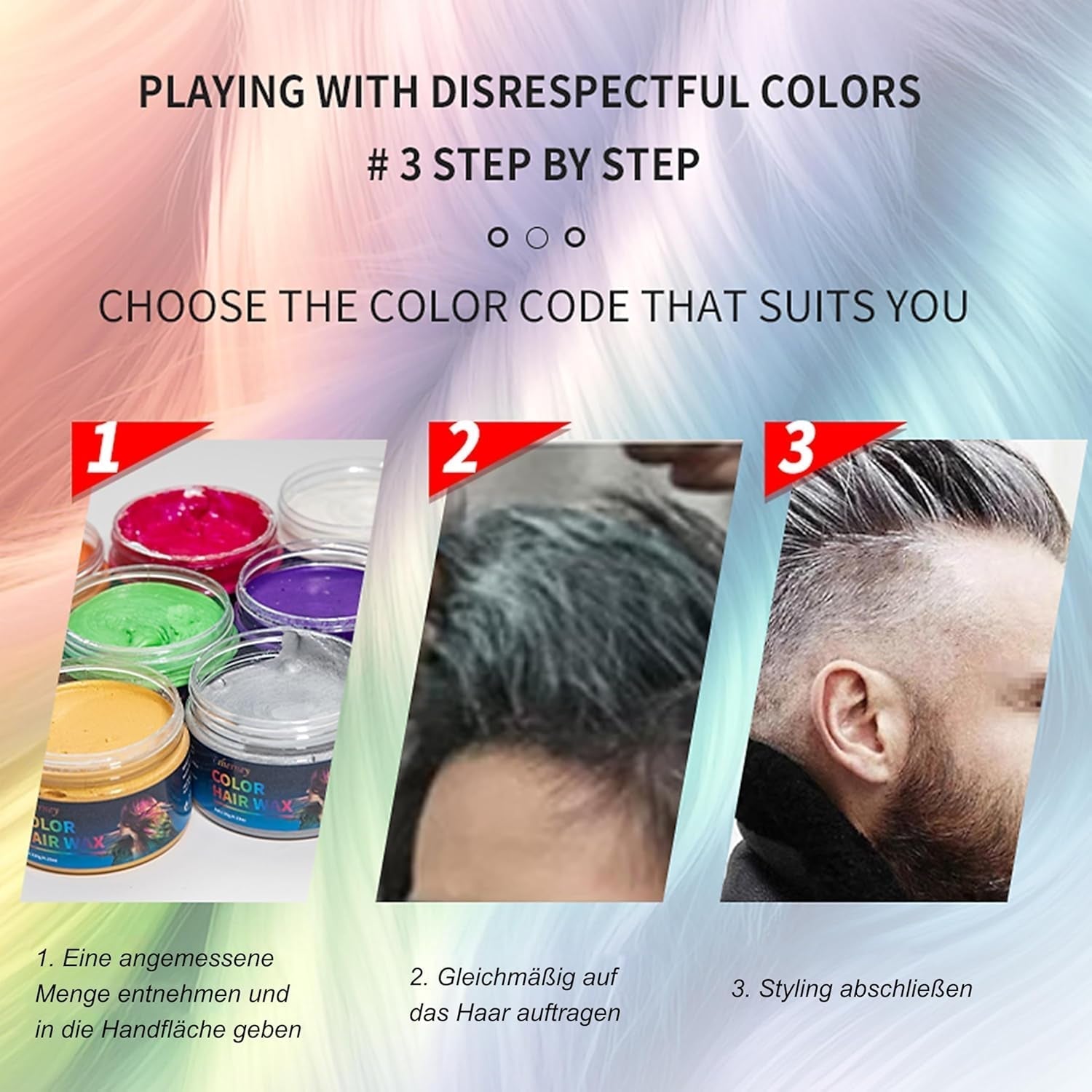 Temporary Green Hair Dye – Vosk pro barvení vlasů, Tón vlasů pro muže Ženy, Přírodní vlasová pomáda, Vosk pro barvení vlasů Crazy Party (4,23 oz, Zelený) Naty Shop Hair Dye