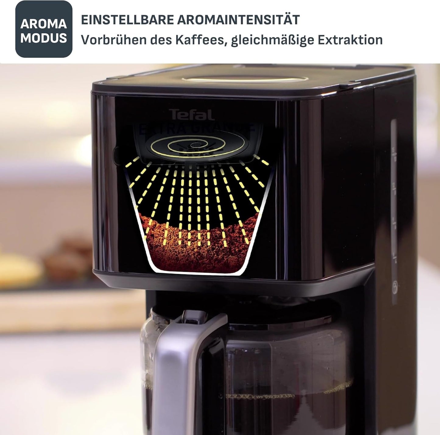 Espresso Tefal Smart'n Light s časovačem, Espresso s programovatelným filtrem 1,25 l, funkce aroma pro intenzivní aroma, funkce udržování teploty, proti odkapávání a snadné čištění, černá