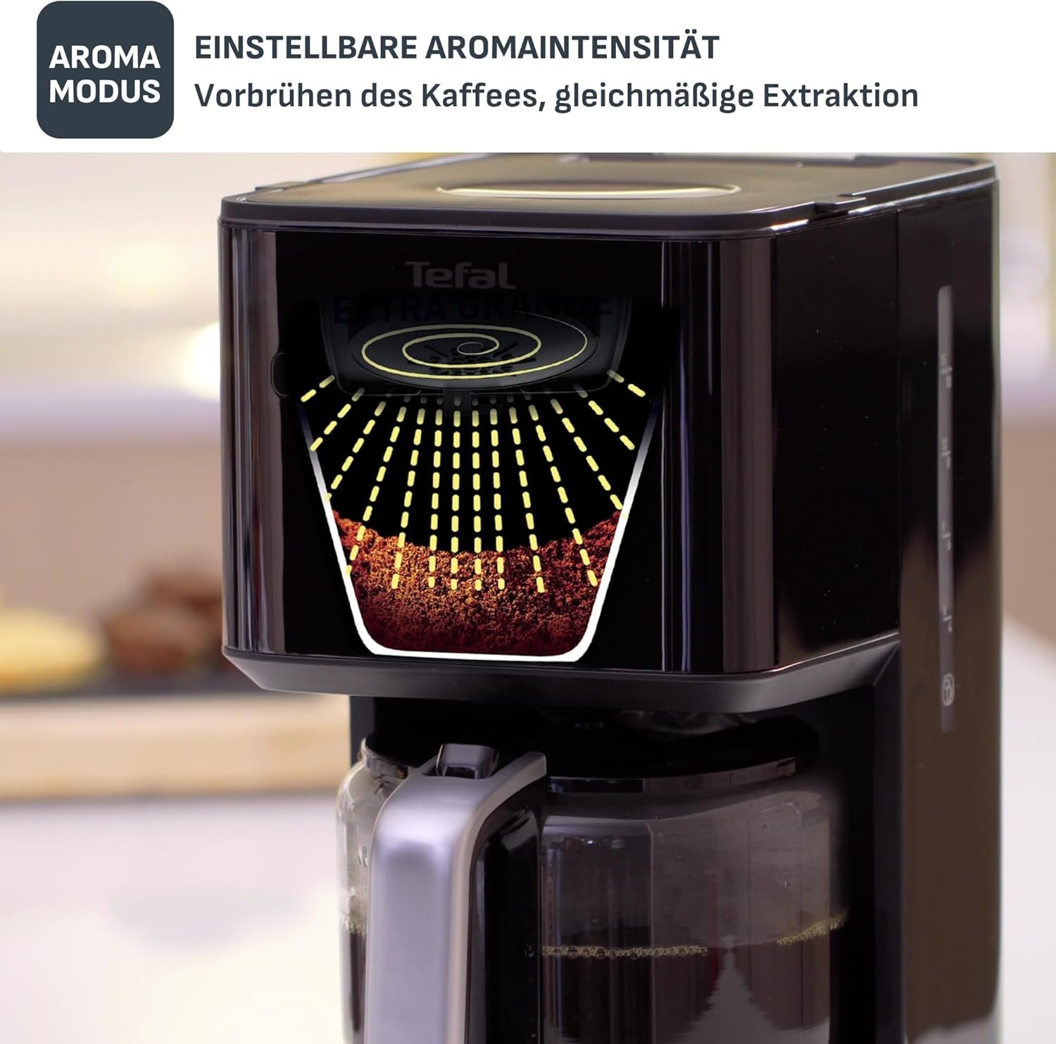 Espresso Tefal Smart'n Light s časovačem, Espresso s programovatelným filtrem 1,25 l, funkce aroma pro intenzivní aroma, funkce udržování teploty, proti odkapávání a snadné čištění, černá