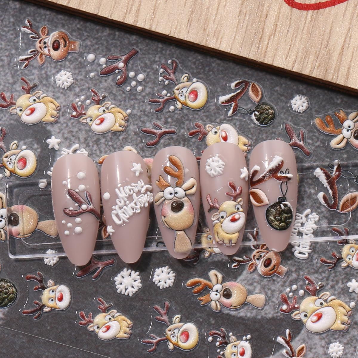 JMEOWIO 3D Nálepka na nehty Weihnachten Nálepka na nehty Selbstklebend Nagelaufkleber 5D Stereoskopisch Schneeflocke Xmas Winterurlaub Niedlich Dekoration Nageldesign Zubehör 4 Blatt