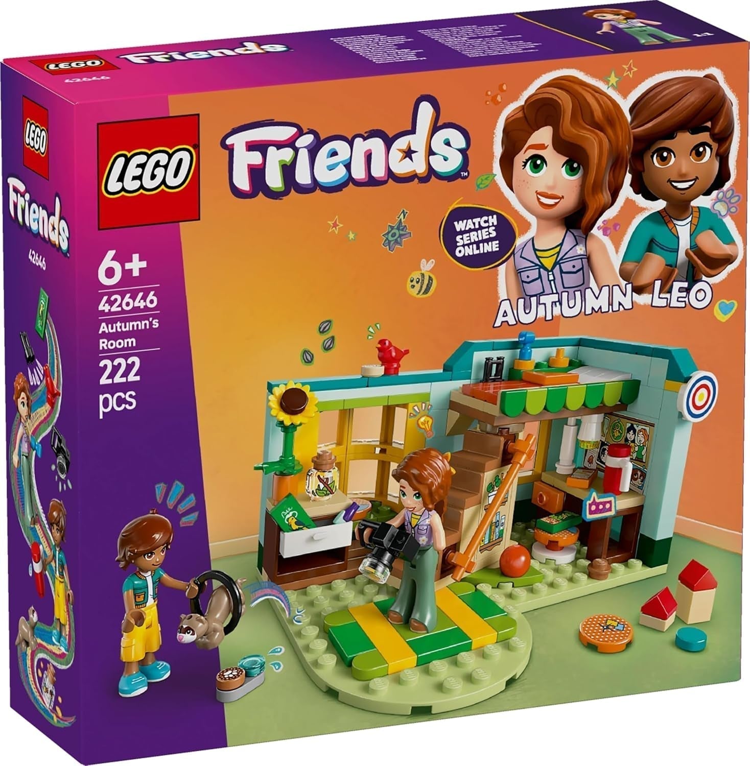 LEGO Friends Podzimní pokojík Stavebnice a herní sada pro kreativní hraní rolí, sada pro dívky od 6 let se 2 minifigurkami a figurkou fretky, vzdělávací hračka 42646 Stavebnice Besuche den LEGO-Store