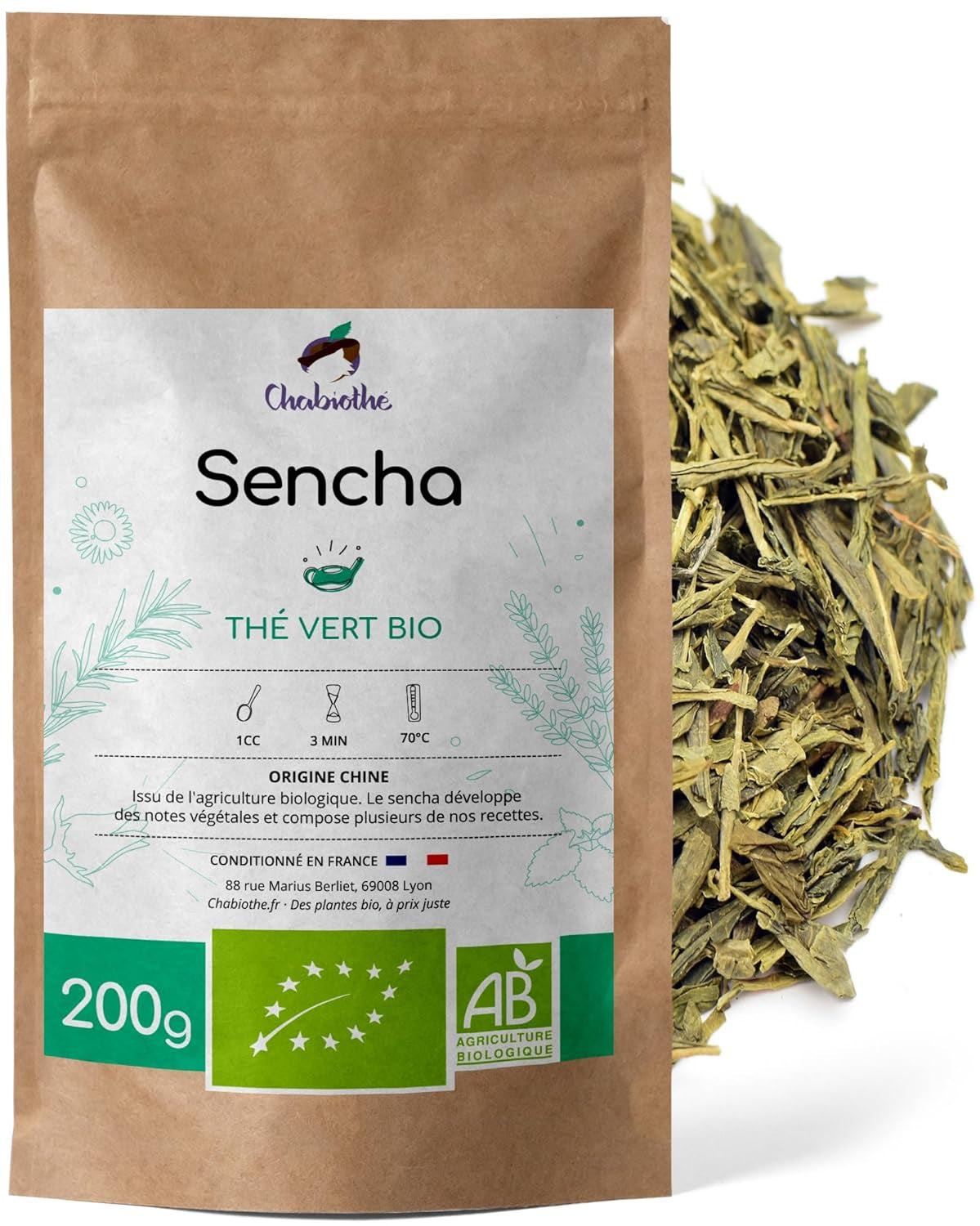 Zelený čaj Sencha BIO 200G - - Přírodní zelený čaj