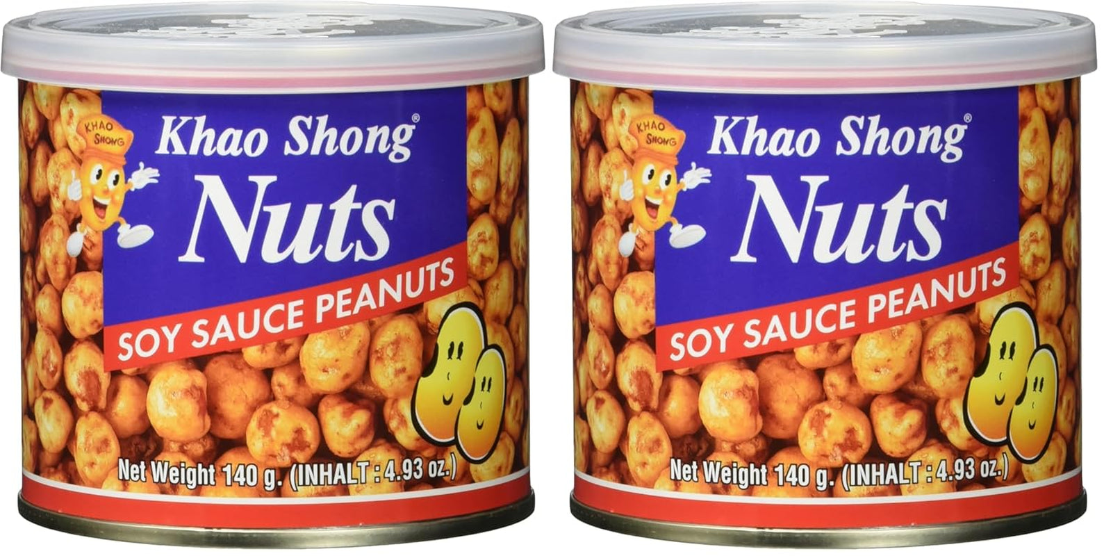 Khao Shong smažený zelený hrášek s wasabi, křupavý hrášek v pikantním těstíčku, nízkotučná alternativa k ořechům, středně pikantní, 1 plechovka 140 g | 140 g (1 balení)