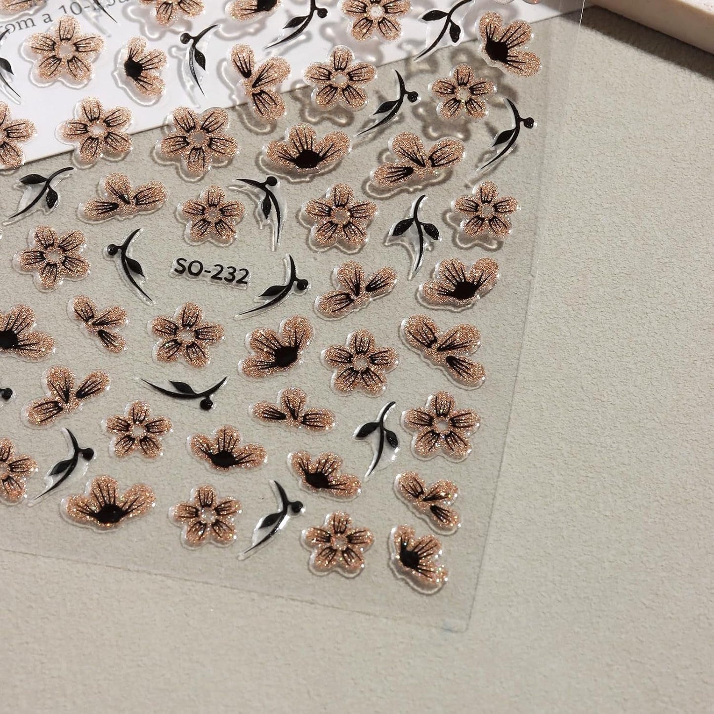 JMEOWIO 6 Blatt 3D Nálepka na nehty Blumen Nálepka na nehty Selbstklebend Nagelaufkleber 5D Stereoskopické Frühling Letní Blumen Dekorace Nageldesign Zubehör