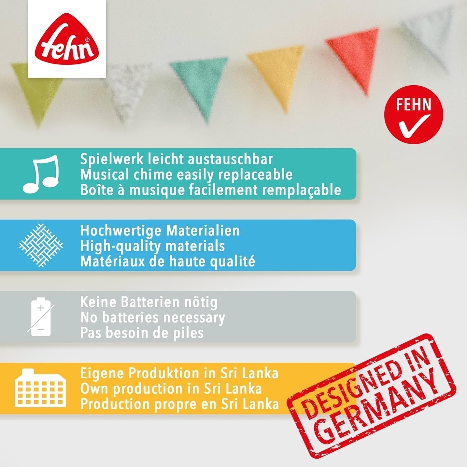 Fehn music box baby sleep aid star - hrací skříňka s odnímatelným hudebním mechanismem pro zavěšení - písnička "Weißt du wieviel Sternlein stehen" - hračka pro miminka a děti od 0+ měsíců Hračky Bebe Naty Shop