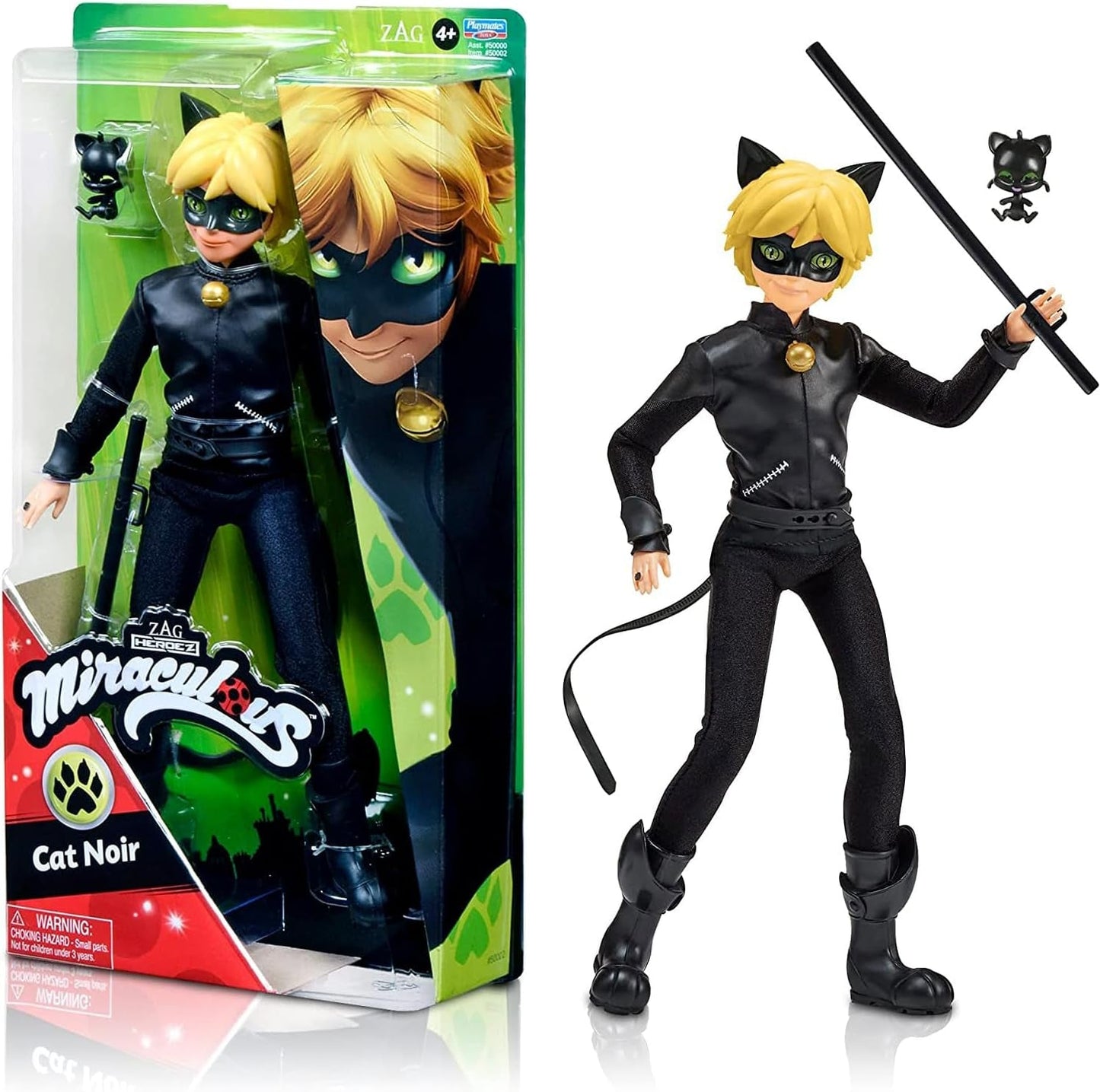 BANDAI - Miraculous Ladybug - 26cm panenka Mannequin - Motan Noir - Oficiálně licencovaná panenka Miraculous - Motan Noir Kloubová panenka - Hračka pro děti od 4 let - P50002