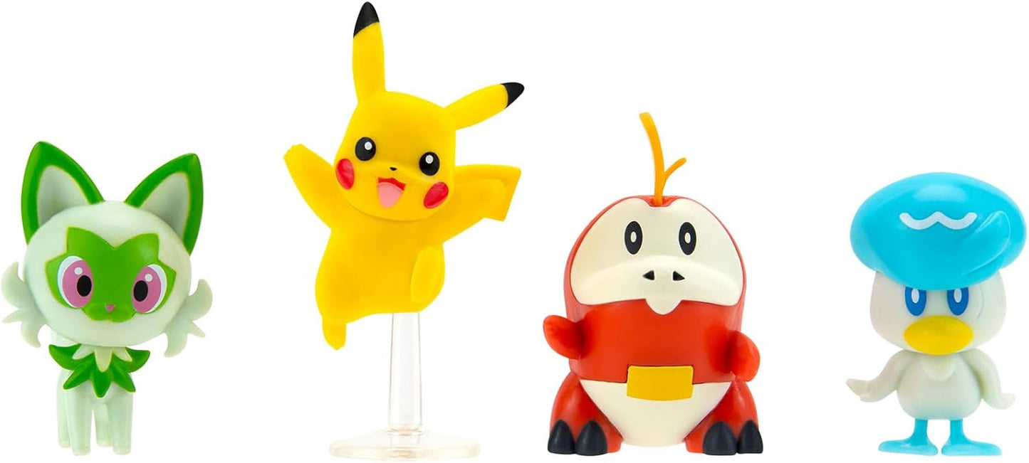 Pokémon PKW3402 - Multipack bitevních figurek - 4 balíčky s Pikachu, Croc, Kwaks, Felori, oficiální detailní figurky, každá 5 cm Akční figurky Naty Shop Výchozí název