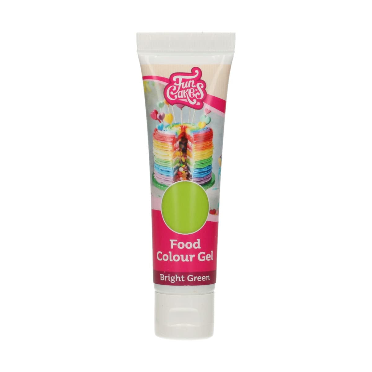 Funcakes Bright Green potravinářské barvivo, vysoce koncentrovaný potravinářský gel na barvení těsta, krému, fondánu a marcipánu. Snadné dávkování. Jediná kapka pro vytvoření zářivých barev. halal. 30 g.