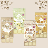 Schogetten Blonde Mandle | Bílá čokoláda s karamelem a kousky mandlí | 100 g | Pohodlně porcované (balení po 2 kusech)