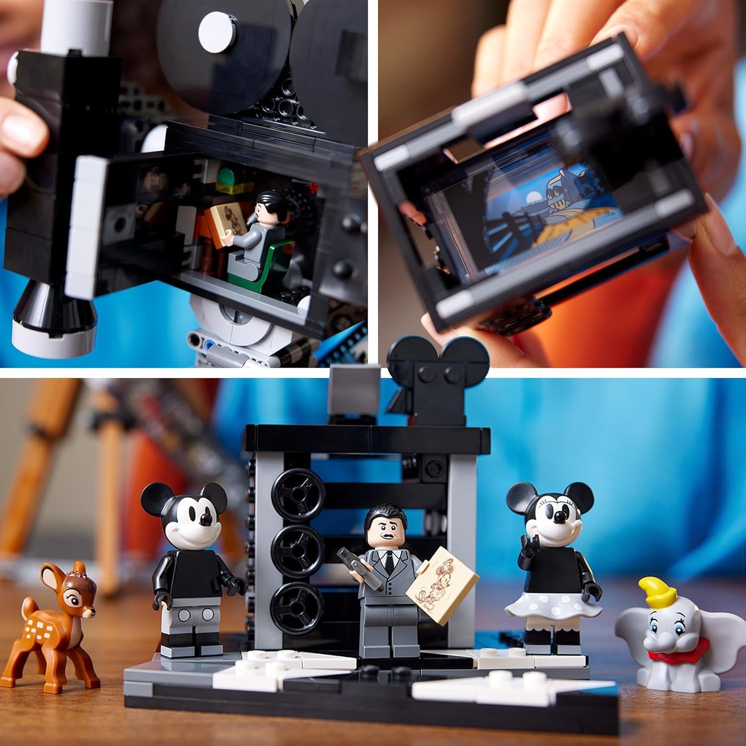 LEGO | Disney Camera – Pocta Waltu Disneymu, Sada pro dospělé s minifigurkami Mickeyho a Minnie Mouse, figurkami Bambi a Dumbo, Dárek pro ženy, muže a fanoušky, Výstava 43230 Stavebnice Besuche den LEGO-Store