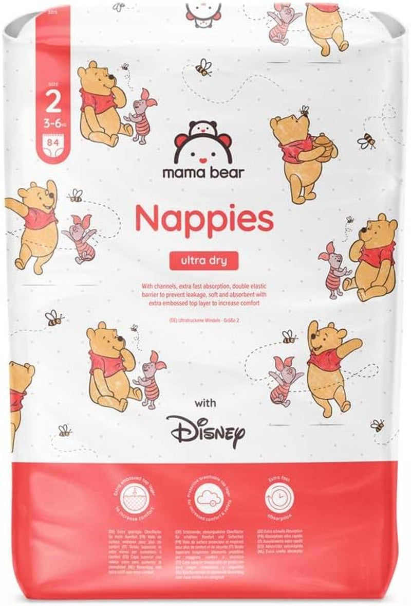 Značka Amazon: Mama Bear Disney Ultra Dry plenky, velikost 3 (4–9 kg) – měsíční krabička, bílá, počet 172 (2 balení po 86)