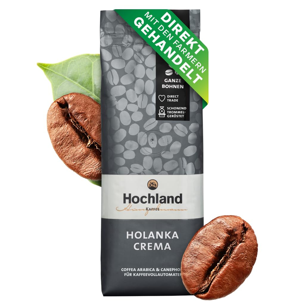 Hochland Kaffee - Holanka Crema - 250g Kaffeebohnen - Udržitelný přímý prodej - Perfektní pro plně automatické stroje a Siebträger - Jemnější aromatická chuť - Nejlepší kvalita z Peru