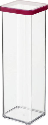 Rotho Loft Sada 5 skladovacích dóz s víčkem Různé velikosti Food Plastic (PP) BPA Free Transparent/Červená (21,4 x 21,4 x 23,5 cm) Dózy na potraviny Naty Shop 2 L čtvercové