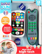 My Duo High-Tech telefon + dálkový ovladač – 1 trojjazyčný francouzský/anglický/španělský dálkový ovladač a 1 ultrarealistický telefon – víceúčelová výuková hračka od 12 let staré hračky Bebe Naty Shop