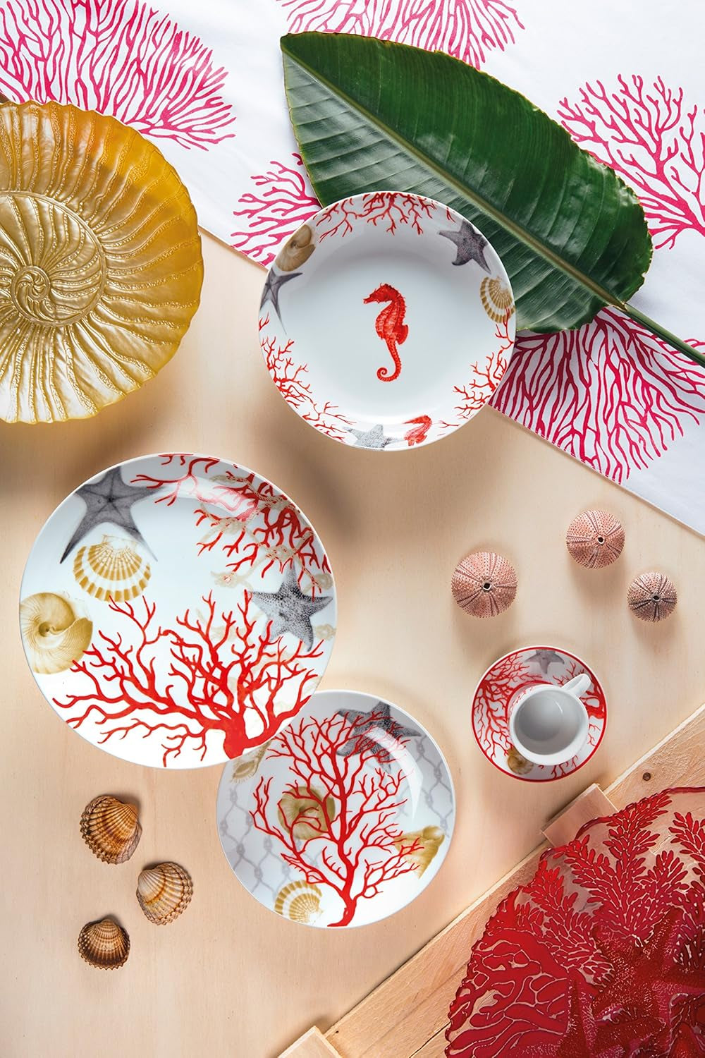 Stolní servis Excelsa Coral, 18 kusů, porcelán, červená
