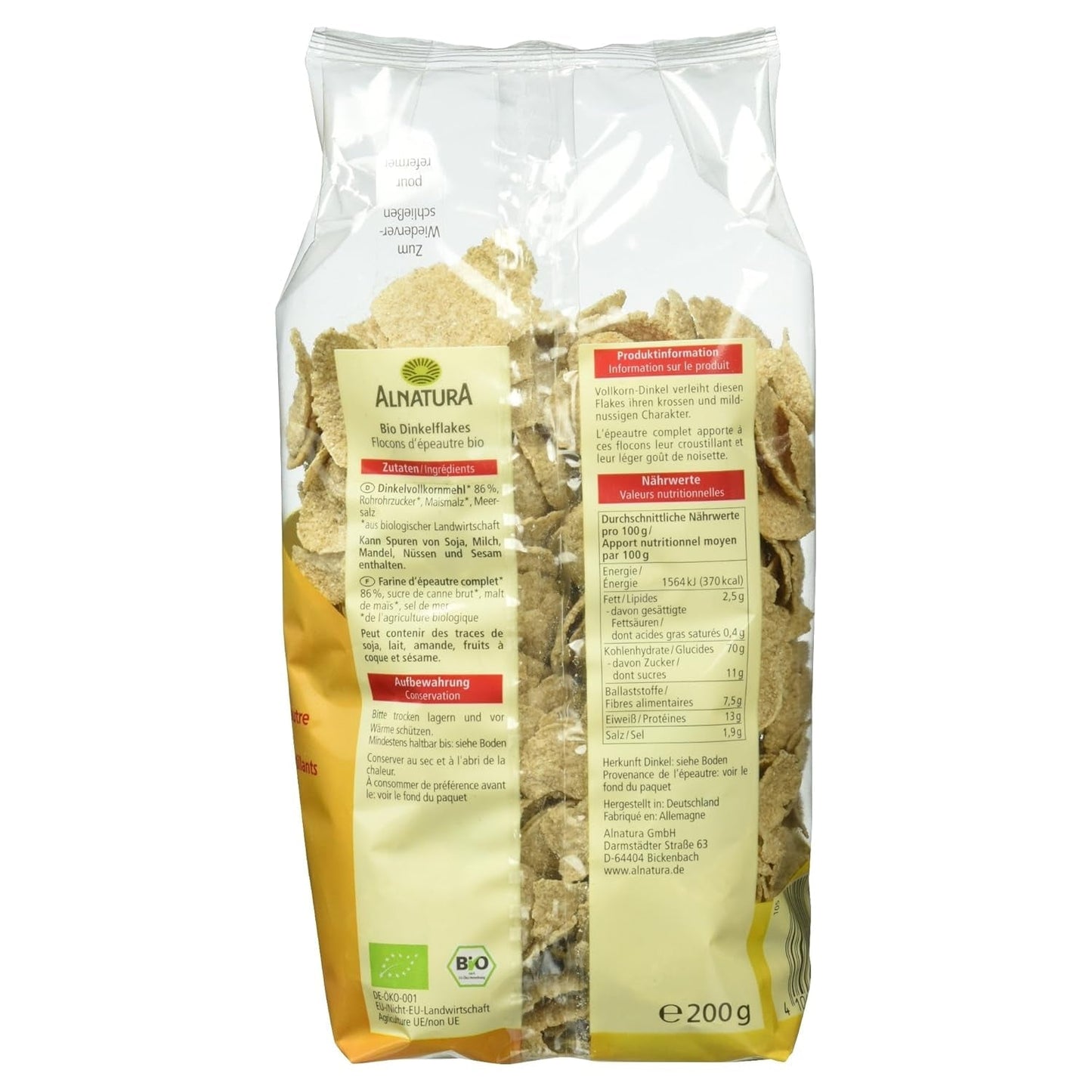 Bio Dinkel-Vločky, 200G Cereal Naty Shop