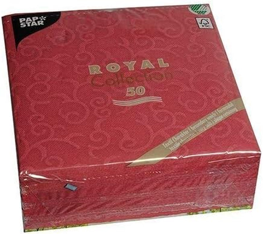 Papstar, 50 ubrousků "ROYAL Collection" 1/4 násobek 40 cm X 40 cm Bordeaux "Casali", #84880