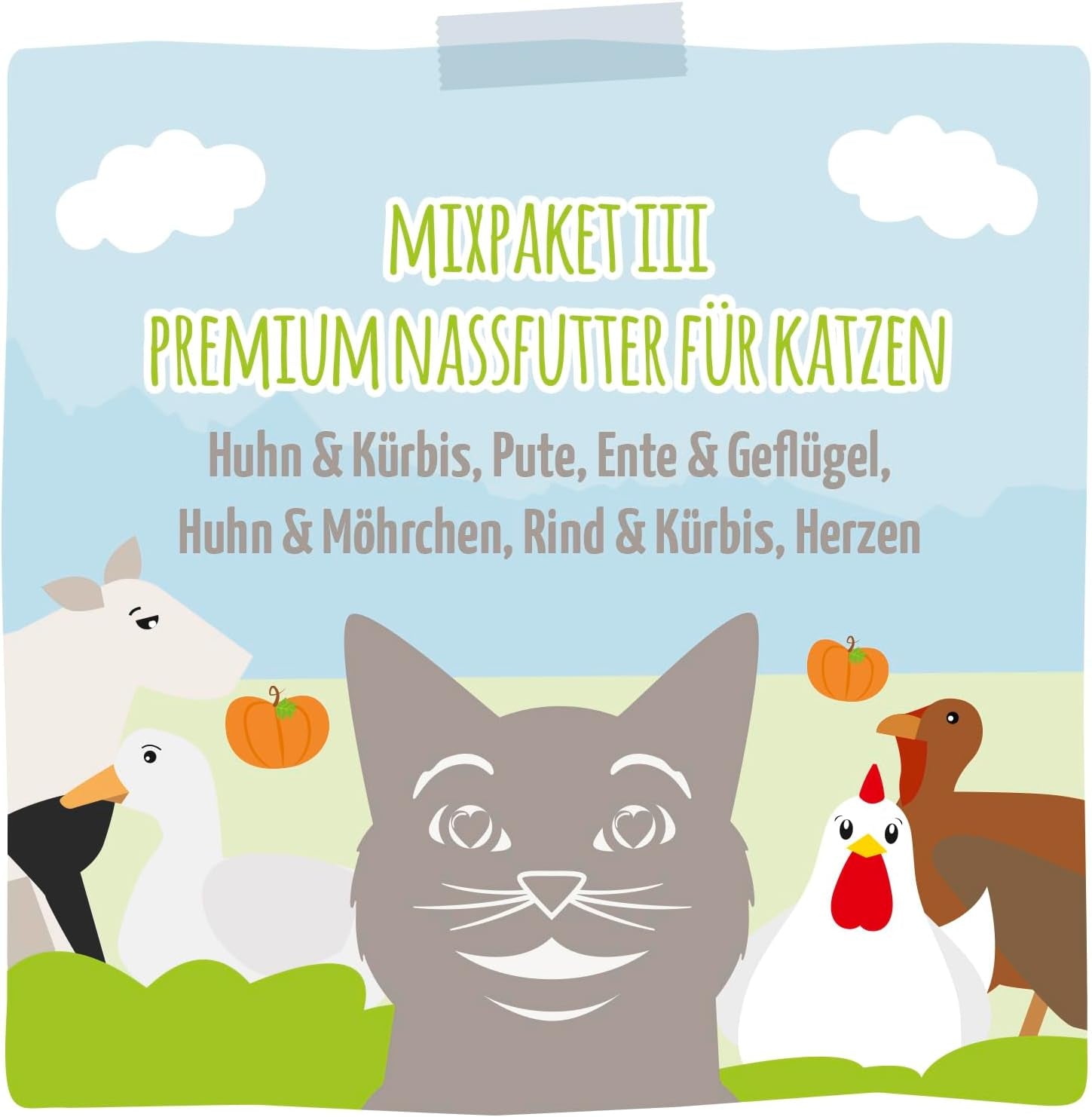 MjAMjAM - Prémiové mokré krmivo pro kočky - Delicious Mix Pack III Strava pro vaši kočku 6 balení (6 x 200 g) Bez obilovin s extra masem