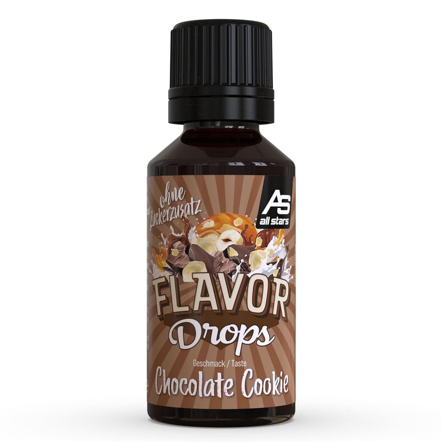 ALL STARS Flavor Drops, Ochucené kapky bez přidaného cukru a bez kalorií - Sladkost a chuť do jídla, 30 ml Sladidla Naty Shop Čokoládový dort 30 ml