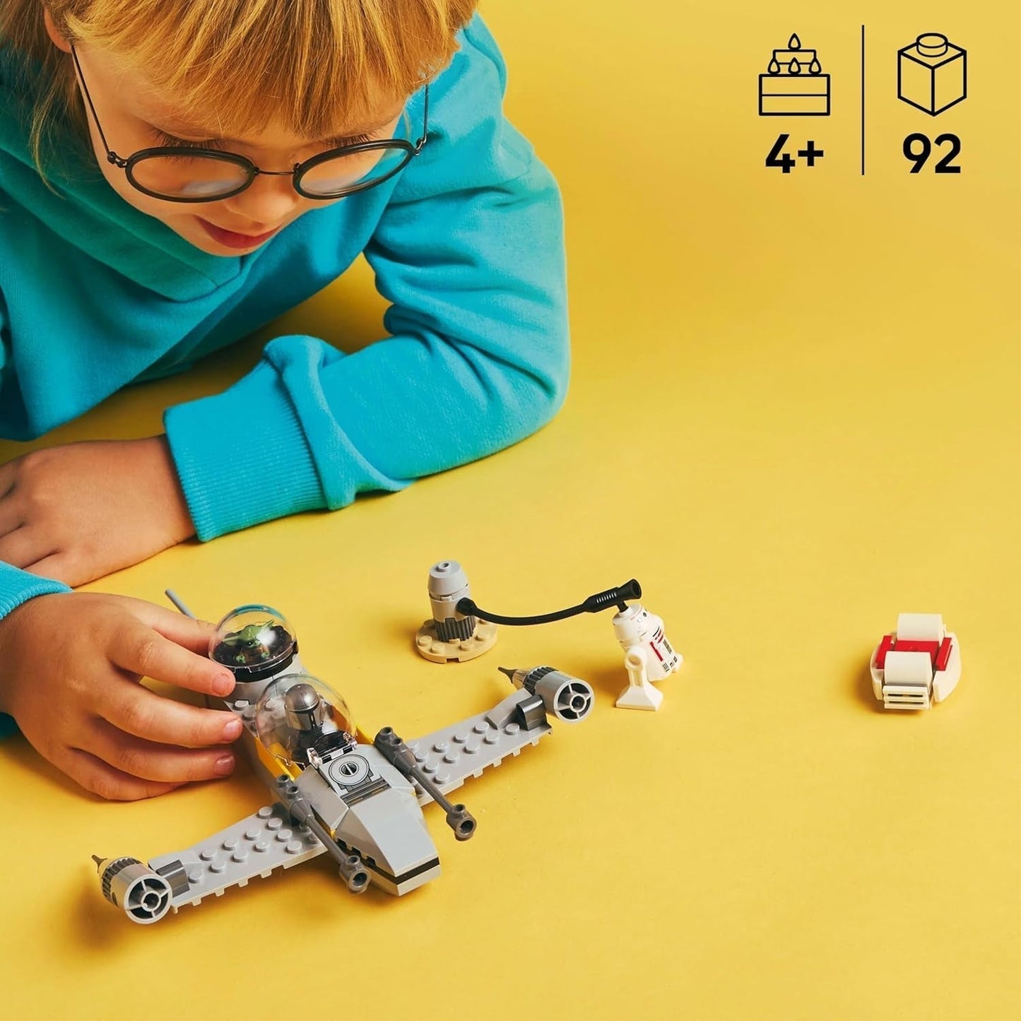 Hračka LEGO Star Wars 75410 Mandos a Grogus N-1 Starfighter s minifigurkami Mandaloriana, Grogu a R5-D4, včetně sestavitelného sloupu, startovací sady hvězdné lodi pro chlapce a dívky od 4 let Stavebnice Beuche den LEGO-Store