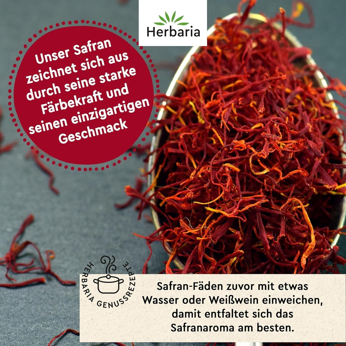 Herbaria Safran-Fäden bio 0,5g im Glas – Bio Saffron-Fäden aus dem Bericht Safran-Ort Taliouine v Maroku – Safranfäden v Premium Bio-Qualität – Saffron Premium - Safran première kategorie