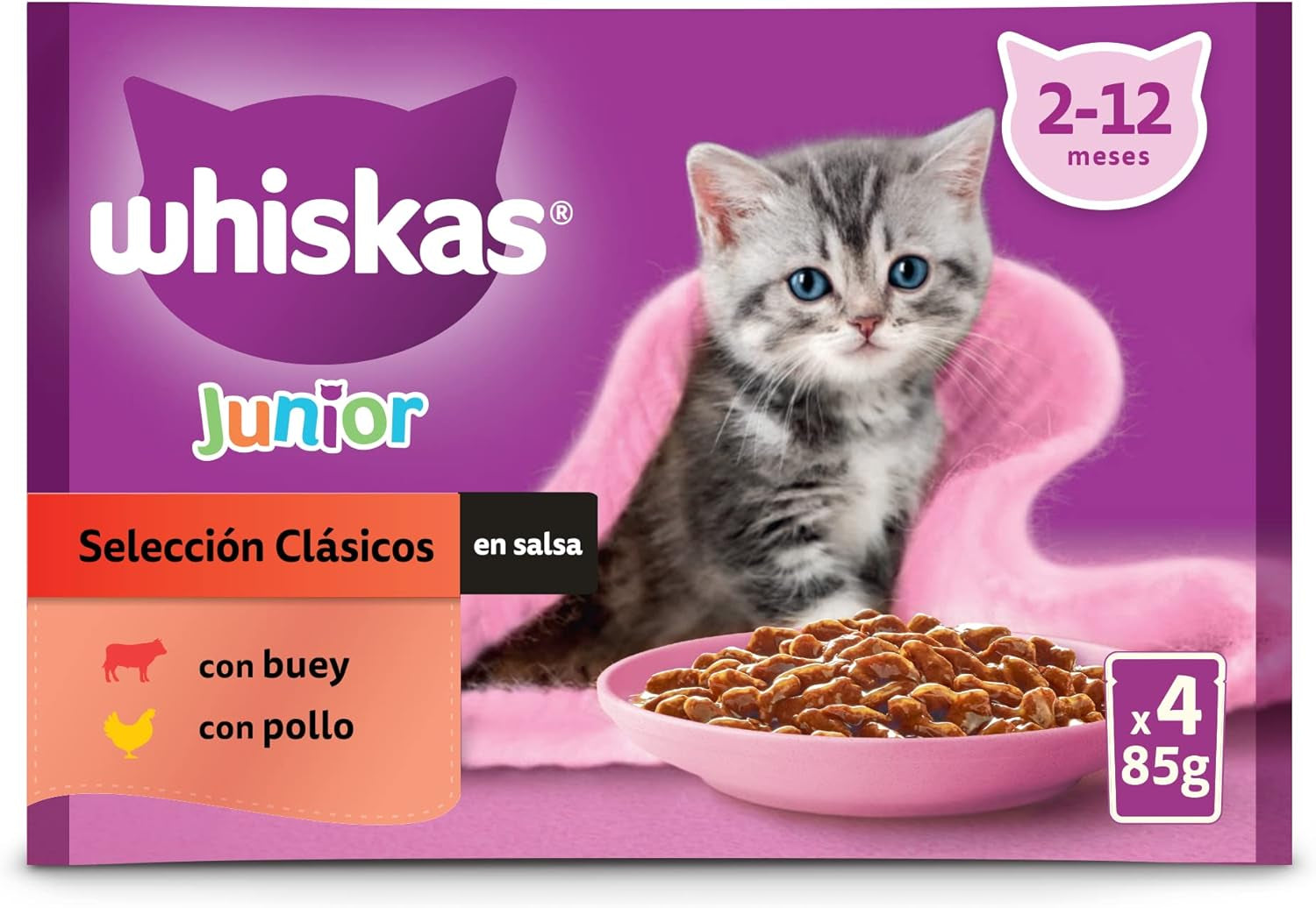 Whiskas Junior Classic mokré krmivo pro kočky, 13 x 4 x 85 g