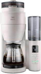 Melitta AromaFresh Therm Pro X - Espresso kávovar s filtrem, integrovaným mlýnkem, vyjímatelnou nádržkou na vodu, nerezovou termokarafou a funkcí časovače, až na 8 šálků kávy, černá/stříbrná