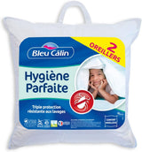 Bleu Câlin Sada 2 ks obdélníkových protiroztočových, antibakteriálních polštářů, nadýchaný komfort, T 60X60 Cm, 100% bavlna, perfektní hygienický sortiment Standardní polštáře Naty Shop