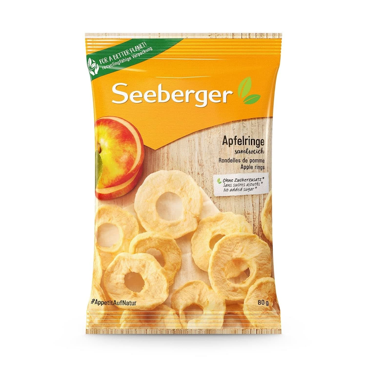 Seeberger, sušené plátky jablek nejvyšší kvality, bez přidaného cukru, 10 x 80 gramů Naty Shop dehydratované produkty 80 gramů