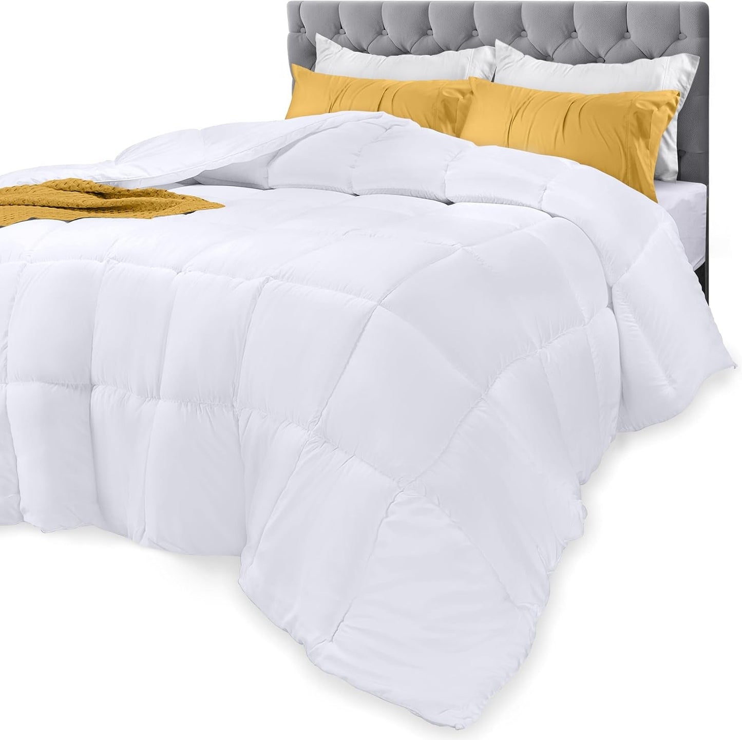 Povlečení Utopia Celoroční přikrývka 250 g/m² Plyšová výplň ze silikonizovaných vláken Dvojlůžko sešité v krabici (Double XL Světle šedá) Naty Shop Přikrývky a přikrývky Bílá Twin Xl