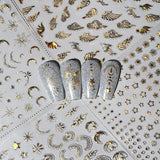 8 listů zlata Moon and Stars Nálepky na nehty Angel Wings Tan Gold Nálepky na nehty Hvězdy Fólie na nehty Samolepicí nálepky na nehty Příslušenství k nehtovému designu Nálepky na nehty