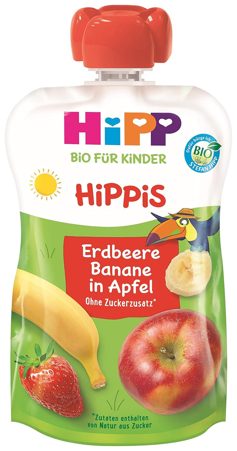 HiPP Bio pro děti HiPPiS Jahodový banán v jablku - Theo Tucan, 100g