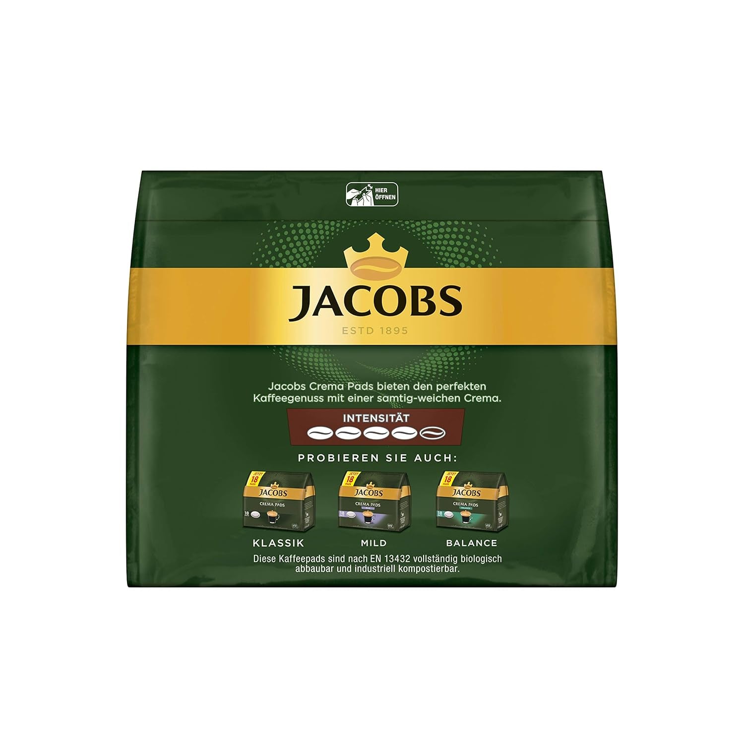 Kräftig Cream Pads, 90 Senseo kompatibilní Kaffeepads UTZ-zertifiziert, 5er Pack, 5 x 18 Getränke & Cream Pads, 90 Senseo kompatibilní Kaffeepads UTZ-zertifiziert, 5er Pack, 5 x 18 Getränke