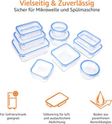 Amazon Basics Skleněné dózy na potraviny s víkem Balení 20 (10 dóz + 10 víček) BPA Free Clear Blue Box na skladování potravin Naty Shop