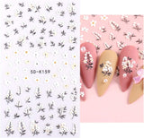 JMEOWIO 3D Nálepka na nehty Frühling Blumen 5 Blatt Nagelaufkleber 5D Stereoskopické Selbtklebend Bunte Blüte Nálepka na nehty Dekoration Nageldesign Zubehör