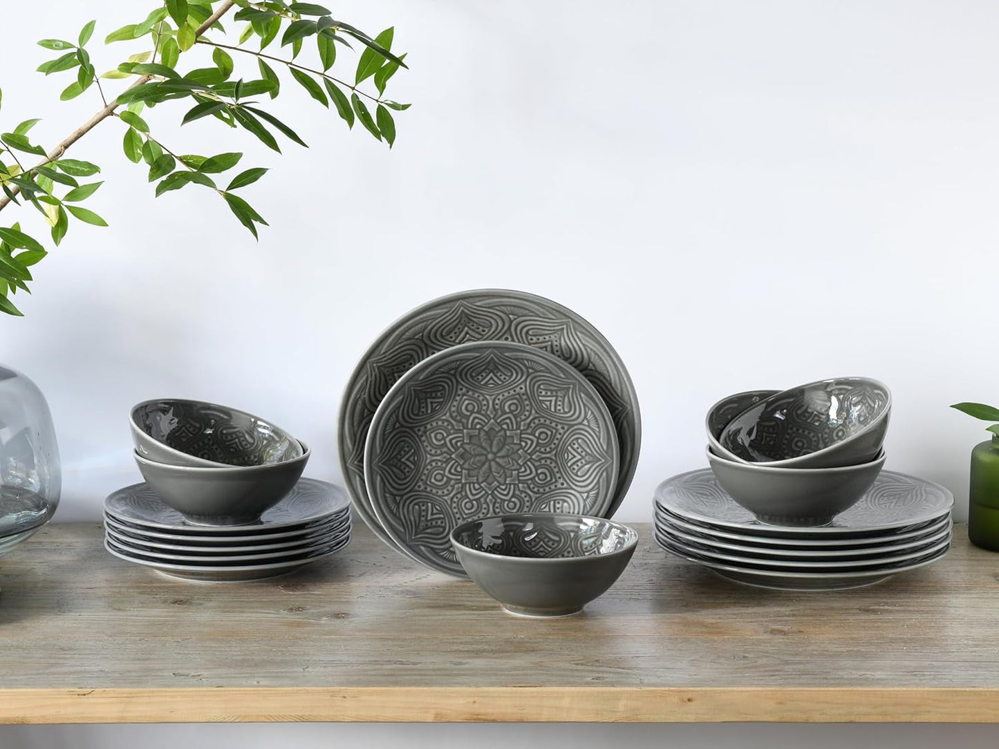 CreaTable, 21627, série Orient Mandala, 18dílná sada nádobí, sada porcelánových talířů, vhodné do myčky a mikrovlnné trouby, vyrobeno v Evropě