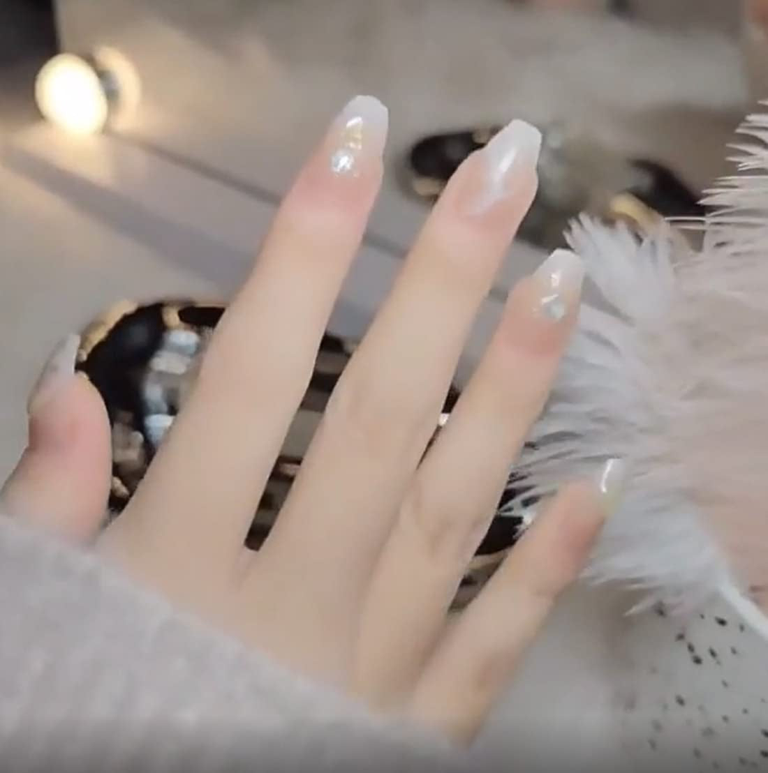 24ks Square Nude French Short Full Cover Umělé nehty Press On Nails For Women Girls