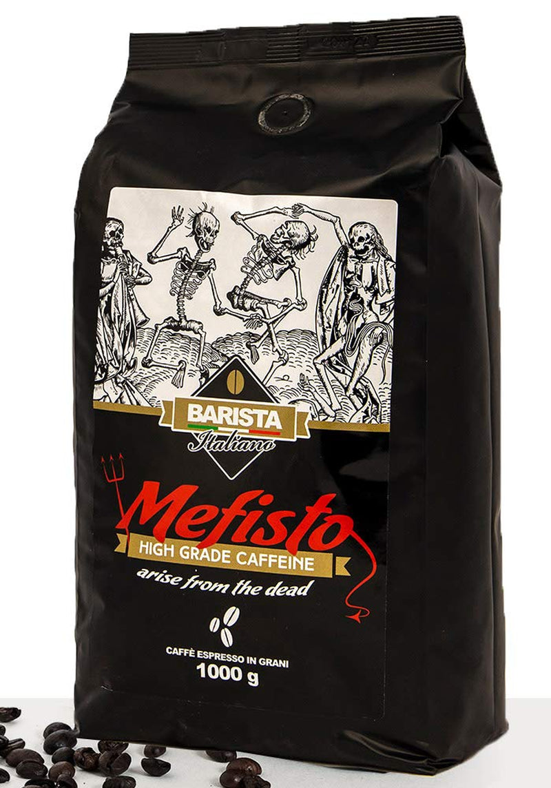 🔱 Mephisto - Extrémně silná káva 🔱 1 kg kávových zrn 🔱 Káva s vysokým obsahem kofeinu 🔱 Robustní Premium