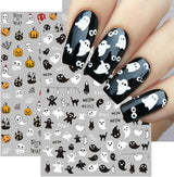 8 Blatt Nagelsticker Halloween Nagelaufkleber Selbstklebend Niedliches Kürbis-Schädel-Spinnennetz Niedlichen Kinder Geist Nail Art Samolepka Dekoration Nageldesign Zubehör