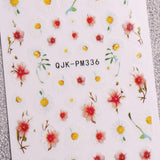 JMEOWIO Nálepka na nehty Blume 10 Blatt Nálepka na nehty Selbtklebend Nagelaufkleber Frühling Letní květinová dekorace Nageldesign Zubehör