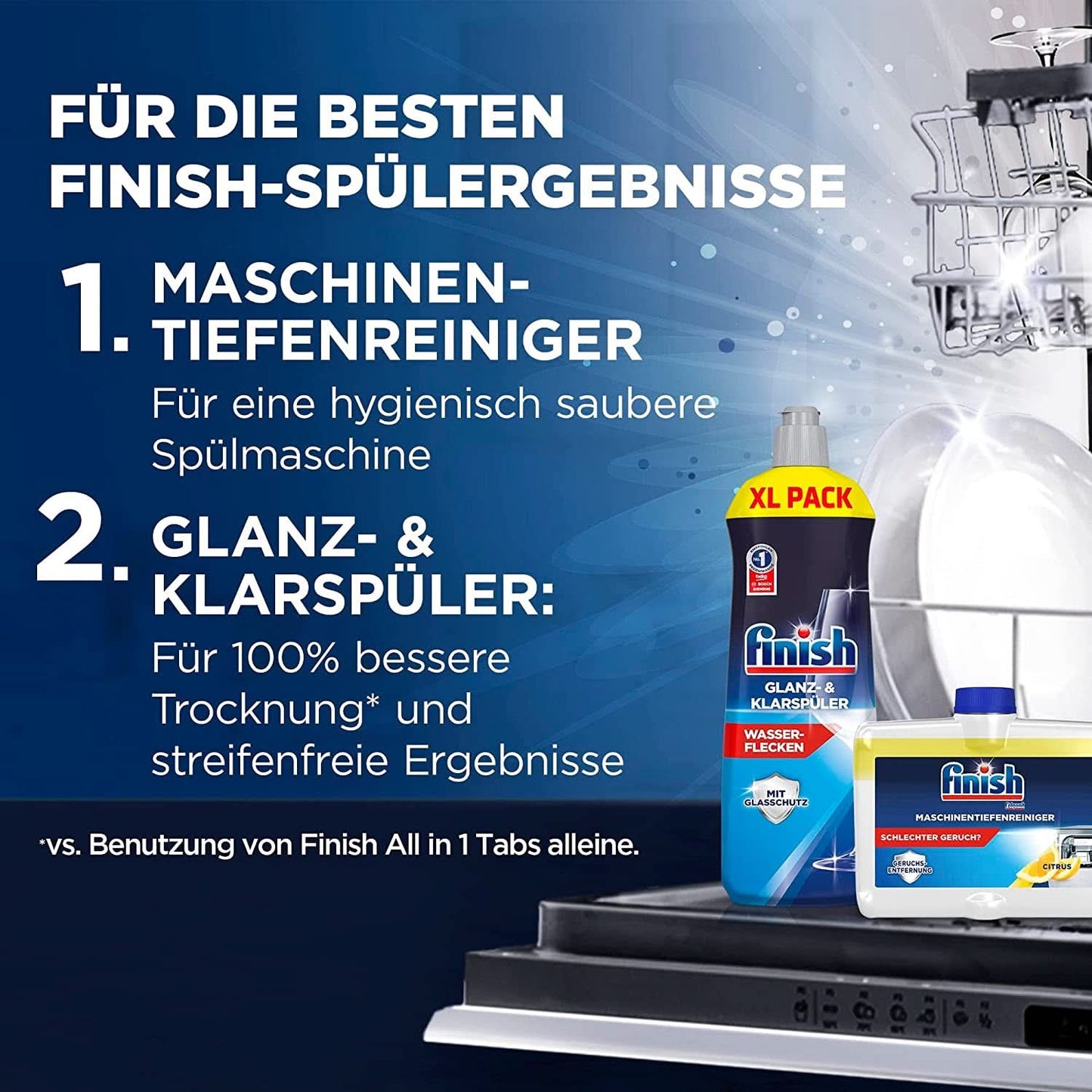 Finish Deep Machine Cleaner Citrus - tekutý čistič strojů proti vodnímu kameni a mastnotě pro čistou myčku - ekonomické balení Naty Shop