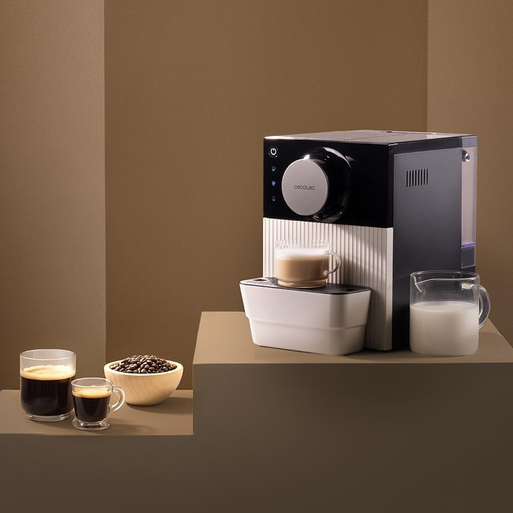 Kompaktní espresso Cecotec Cremmaet Cube, 1350 W, lisovací systém 10 g, předinfuzní systém, 19 bar, systém termobloku, 5 nastavení mletí, dotykový ovládací panel