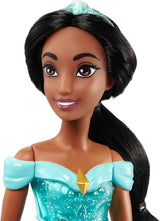 Mattel Disney Princess Toy Jasmine Fashion pohyblivá panenka se třpytivým oblečením a doplňky Dárek pro děti inspirovaný filmem Disney HLW12 Naty Shop Dolls