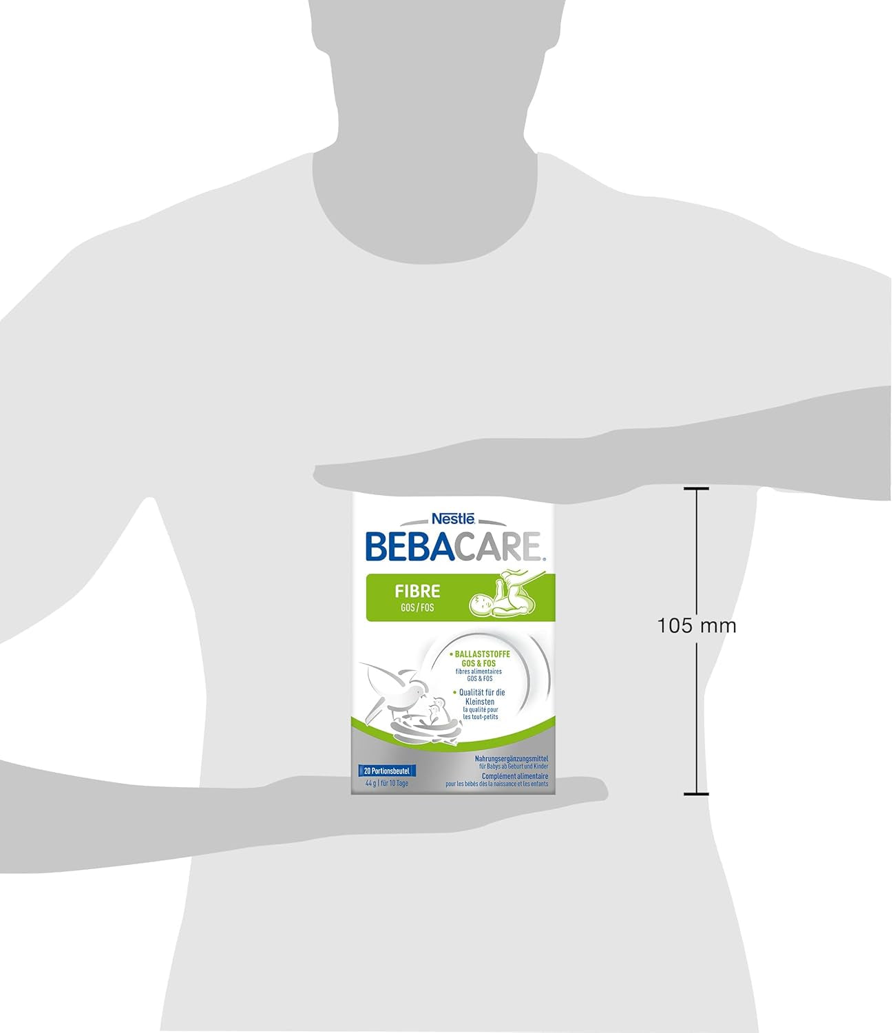 BEBACARE FIBER bezlepkový doplněk stravy pro šetrné trávení, doplněk stravy pro kojence od narození a malé děti, 1x (20 x 2,2g)