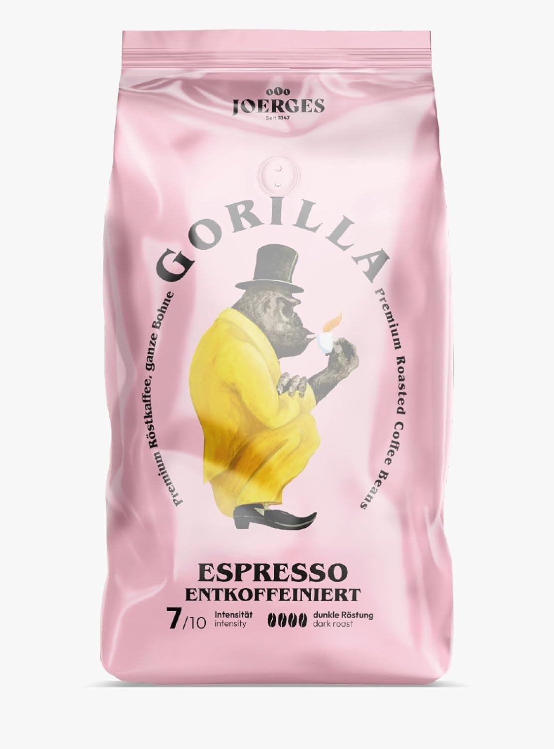 Espresso GORILLA 1000g bez kofeinu, celá zrna