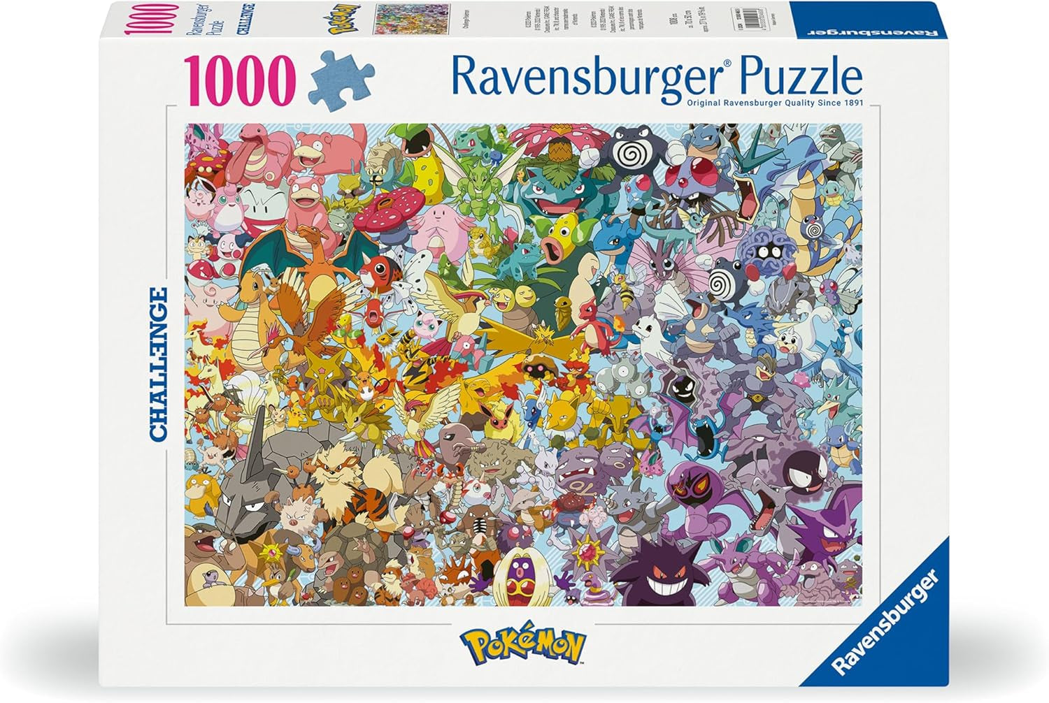 Ravensburger Puzzle 1000 Pieces 12000460 Challenge Pokémon - Všech 150 Pokémonů z první generace jako náročné puzzle pro dospělé a děti od 14 let Puzzle Naty Shop